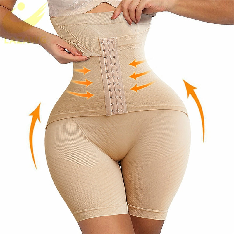 LAZAWG Butt Lifter Body Shaper Panties Firm Belly Tummy Control Shapewear Thigh Slimmer Girdle Shorts with Hook Waist Trainer