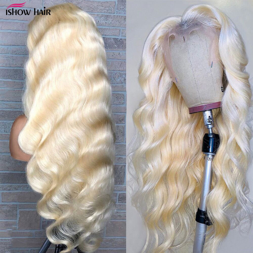 Ishow 613 Blonde Lace Front Wig 13x4 Transparent Lace Frontal Wig Pre Plucked 28 30 Inch Brazilian Body Wave Human Hair Wigs