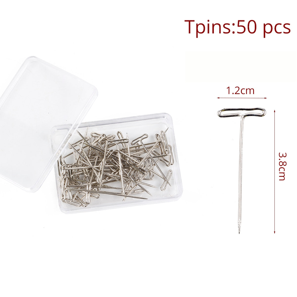 AliLeader Good Quality Silver 50pcs Tpins for Wigs Making/Display On Foam Head 38mm Long T-pins Sewing Hair Needles Styling tool