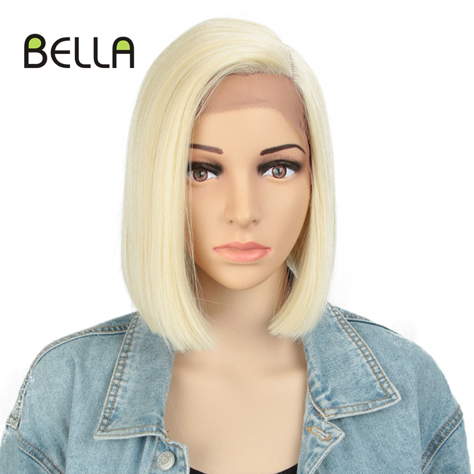 Bella Bob Wig Lace Wig Synthetic Short Bob 10 Inch Blonde 613 Ombre Red Heat Resistant Short Hair Cosplay Wigs For Black Women