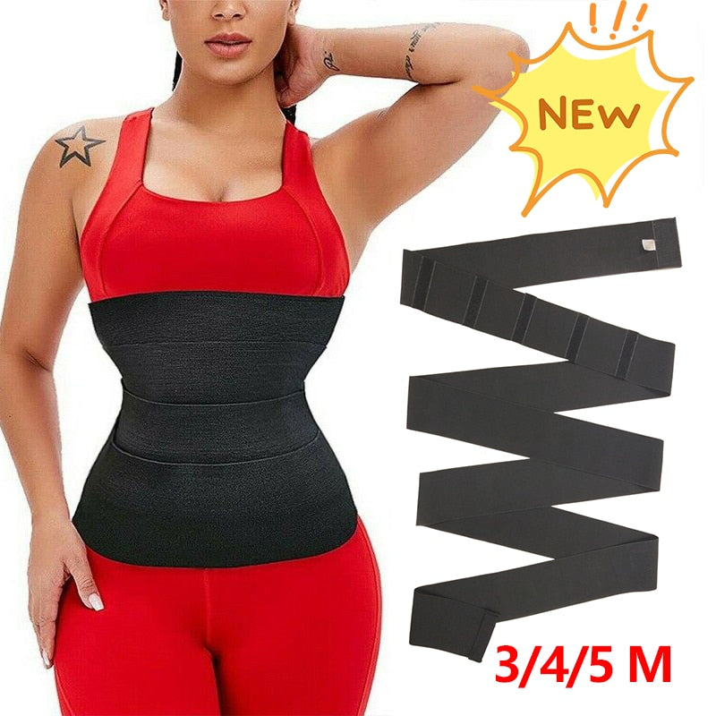 New Bandage Wrap Waist Trainer Tape Quick Snatch Tummy Trimmer Lumbar Support Cincher Neoprene Sweat Sauna Body Shaper Plus Size