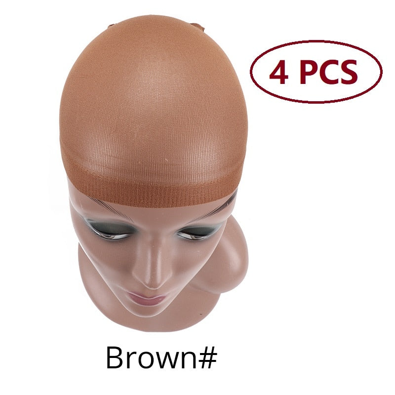 Nunify Nude Mesh Net Wig Caps With Closed End For Wigs 2Pcs/Pack Free Size Stocking Cap Red Coffee Black Begie Brown 6 Colors