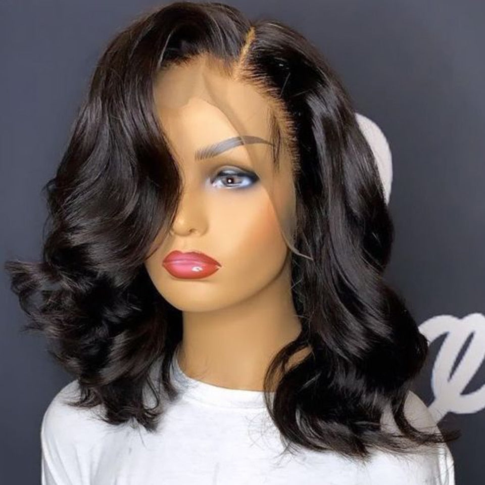 Highlight Wig Human Hair Wigs Short Bob Wig For Black Women T Part Brazilian Pre Plucked With Baby Hair Body Wave Lace Front Wig