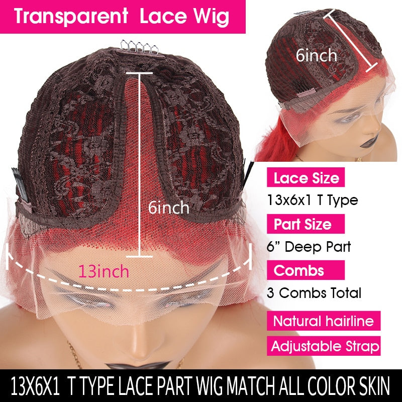 HighLight Color 13*1*6 Lace Front Human Hair Wigs Cheap Brazilian Remy Hair Short BoB Glueless Lace Wig with Baby Hair