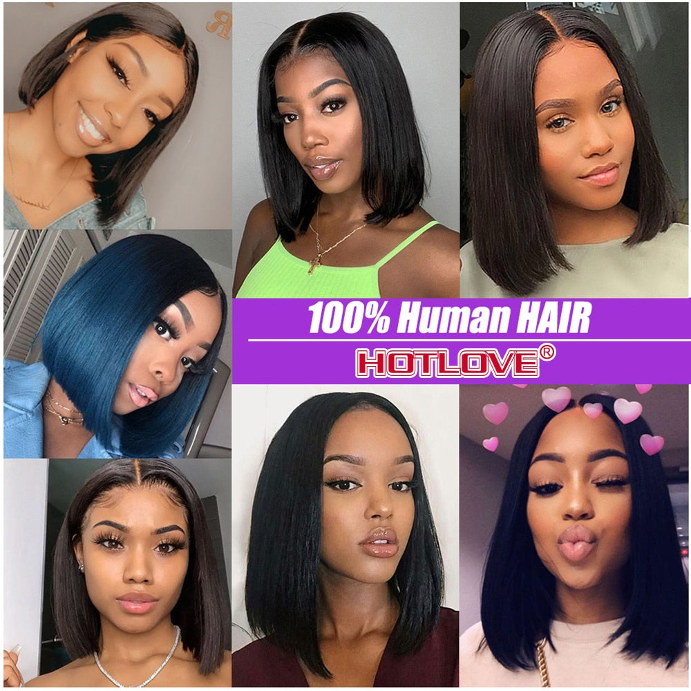 Short Bob Wig Bone Straight Human Hair Wigs for Black Women Pre-Plucked 5x5x1 Closure Wig Brazilian Hair Lace Wigs 150% Denisty