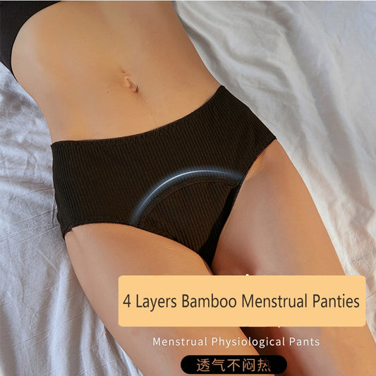 Menstrual Panties Sanitary napkin-free Panties 4 Layers Bamboo Panties Women Sexy Physiological Underwear Period Plus Size