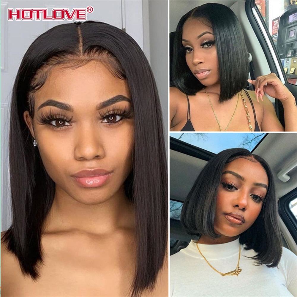 Short Bob Wig Bone Straight Human Hair Wigs for Black Women Pre-Plucked 5x5x1 Closure Wig Brazilian Hair Lace Wigs 150% Denisty