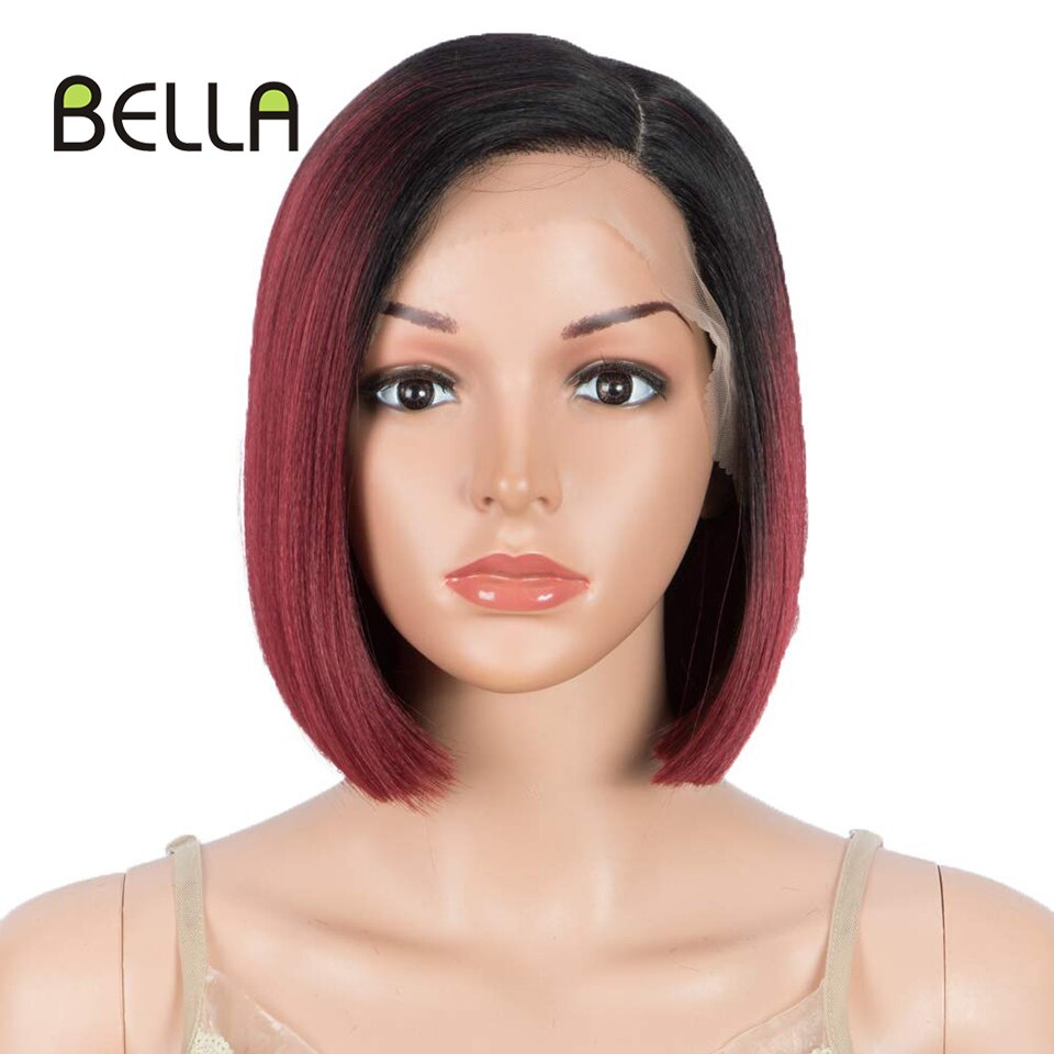 Bella Bob Wig Lace Wig Synthetic Short Bob 10 Inch Blonde 613 Ombre Red Heat Resistant Short Hair Cosplay Wigs For Black Women