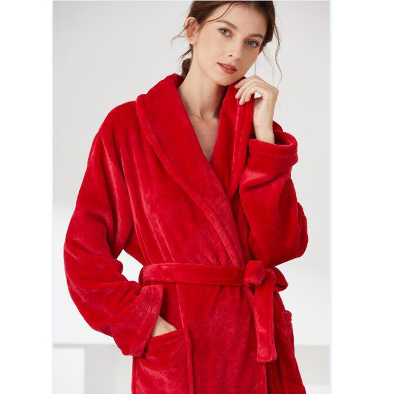 Plus size winter couples bathrobes women quality thicken robes coral velvet kimono robes women long-sleeved dressing gown