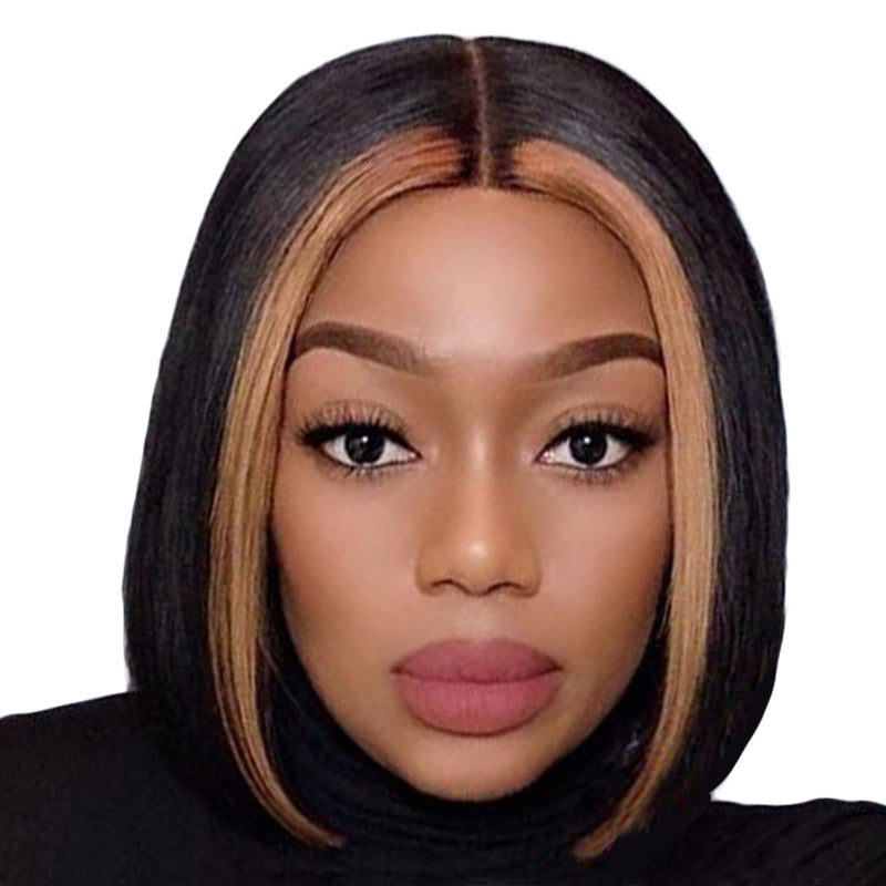 Highlight Wig Human Hair Straight 4x4 Highlight Bob Wig Short Bob Closure Wig Lace Front Wig Human Hair Wigs For Women Remy