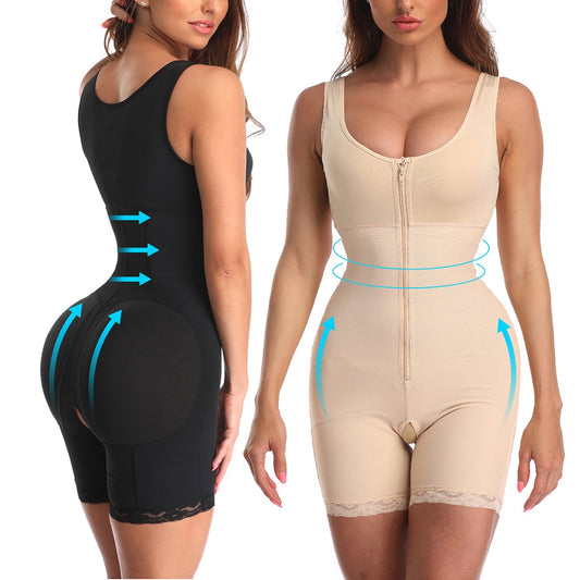 Plus Size Women Zipper Full Body Shapewear Underbust Slimming Mid thigh Tummy Control Postpartum Body Shaper Girdle Powernet 6XL