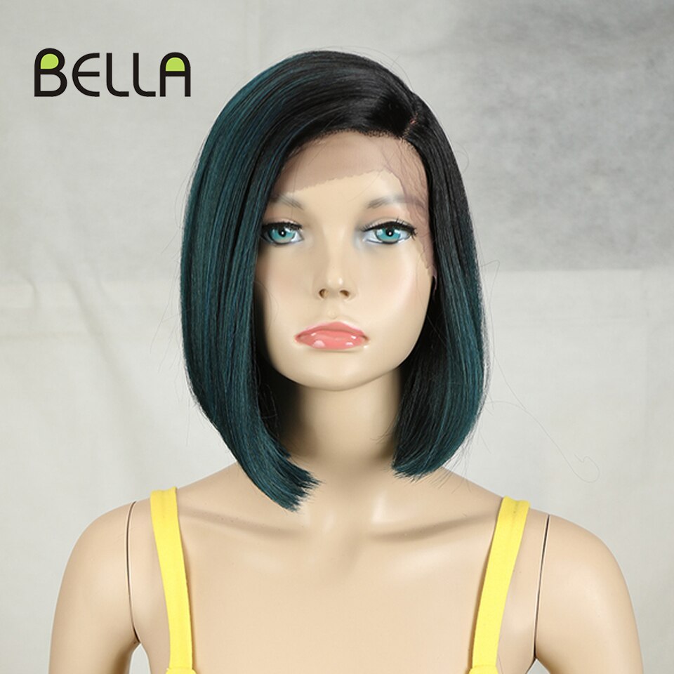 Bella Bob Wig Lace Wig Synthetic Short Bob 10 Inch Blonde 613 Ombre Red Heat Resistant Short Hair Cosplay Wigs For Black Women