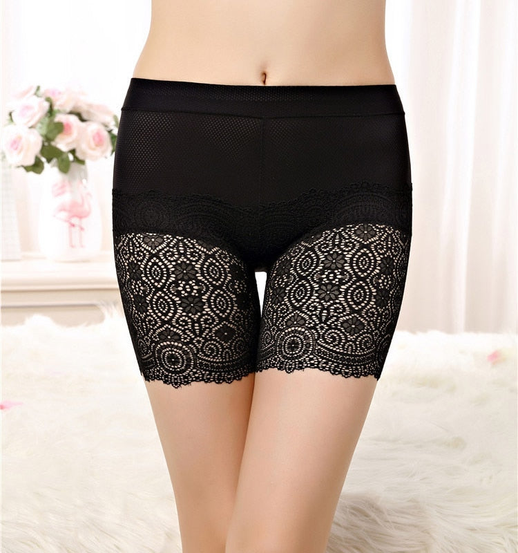 Seamless Underwear Shorts Women Soft Cotton Safety Short Pants Female Sexy Lace Black Boxers Women Plus Size Boyshort Panties