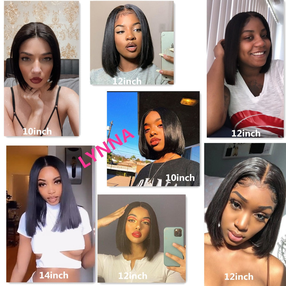 13x4 Short Bob Wigs Lace Closure Wig Straight Human Hair Wigs For Black Women 150% Brazilian Hair Perruque Cheveux Humain