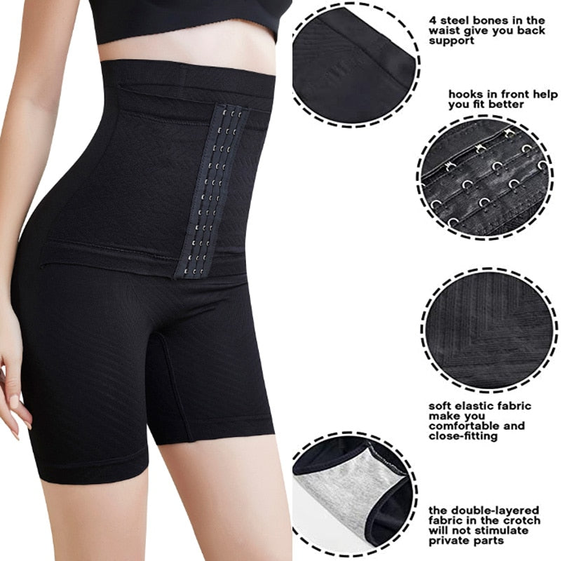 LAZAWG Butt Lifter Body Shaper Panties Firm Belly Tummy Control Shapewear Thigh Slimmer Girdle Shorts with Hook Waist Trainer