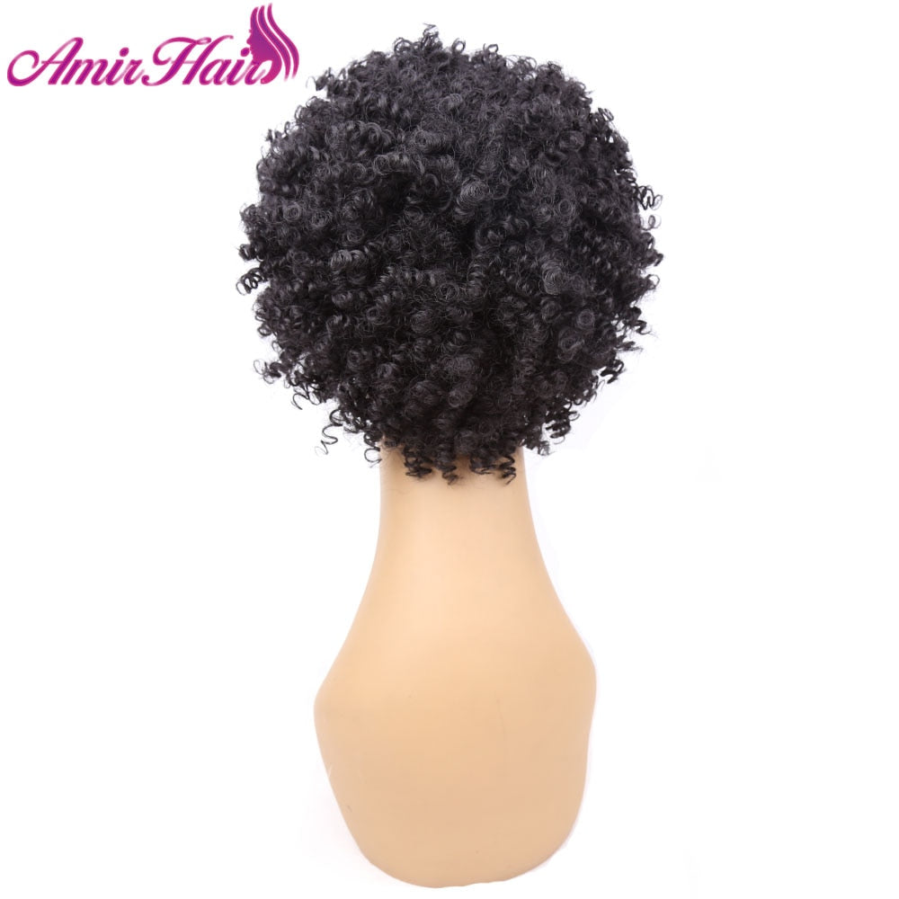 Afro Kinky Curly Amir Wigs Synthetic Hair Short Natural Black Ombre Brown Color wig Hair wig for Black Women Wig