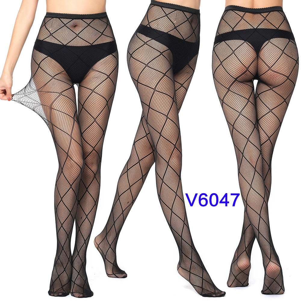 New Arrival Black Plaid Women Pantyhose Sexy Solid Large Mesh Tight Pattern For Girls Fishnet Stockings Plus Size