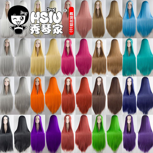 HSIU 100cm Long Wigs high temperature fiber Synthetic Wigs Cosplay Wigs Party Wigs 20 color Long hair Give away brand wig net