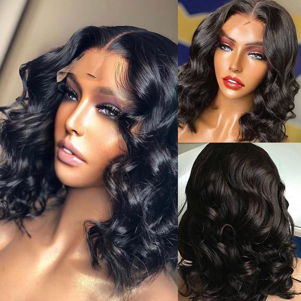 Highlight Wig Human Hair Wigs Short Bob Wig For Black Women T Part Brazilian Pre Plucked With Baby Hair Body Wave Lace Front Wig