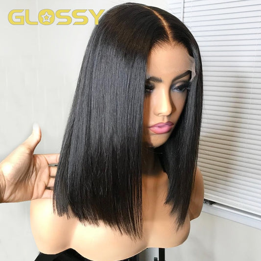 13x6 Straight Bob Wig Lace Front Human Hair Wigs for Women 13x4 HD Lace Frontal Wig Preplucked Short Remy Hair Lace Closure Wig