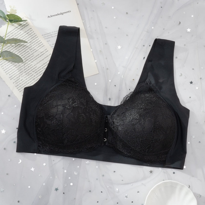 Plus Size Bra Sexy Bralette Crop Top Underwear Push Up  M-5XL Seamless Bra Lace Front Closure Brassiere Lingerie Female