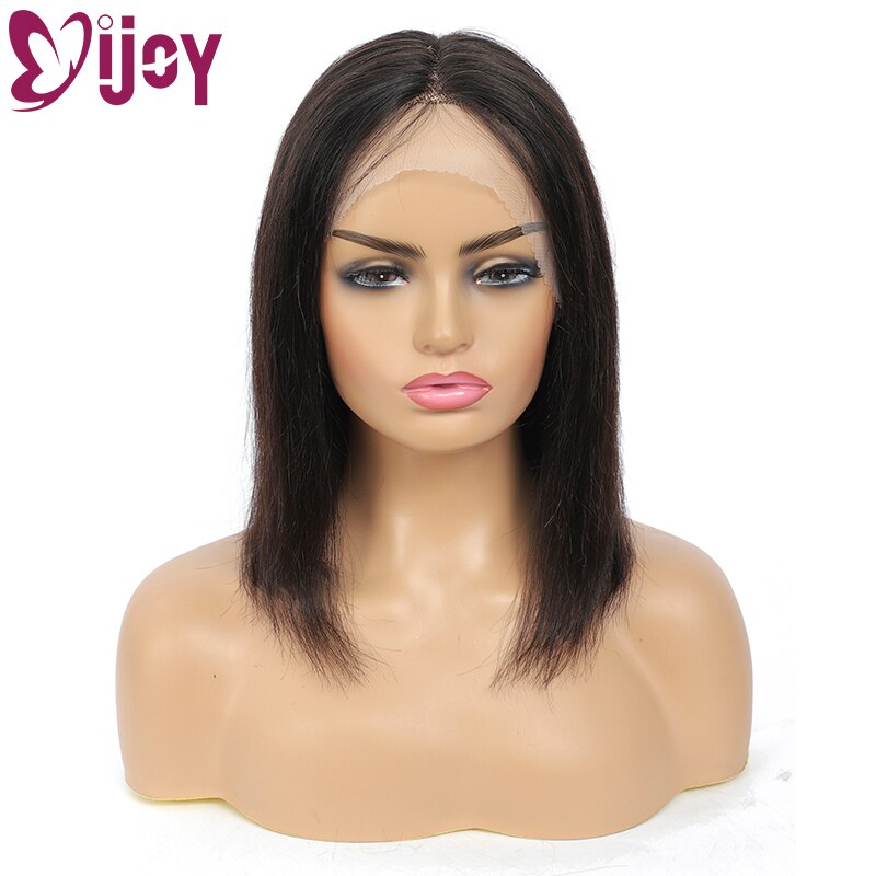 IJOY 13x1 T Part Lace Human Hair Wig Short Bob Wig Straight Brazilian Remy Human Hair Wigs Middle Part Lace Wig For Black Women