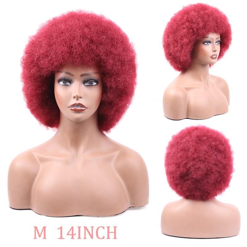 Synthetic Afro Wig Short Fluffy Hair Wigs for Black Women Kinky Curly Hair for Party Dance Cosplay Wigs with Bangs