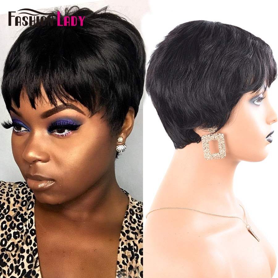 Short Pixie Cut Wig Human Hair Wigs For Black Women Fashion Lady Brazilian Straight Remy Glueless Machine Made Short Hair Wigs