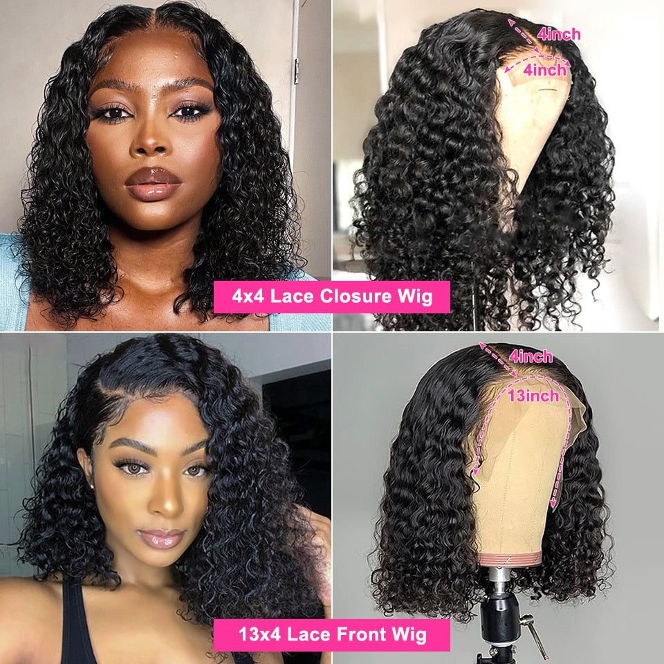 Cranberry Short Curly Bob Wig Wet And Wavy Water Wave Bob Wig Malaysian Lace Front Human Hair Wigs For Women HD 13x4 Frontal Wig