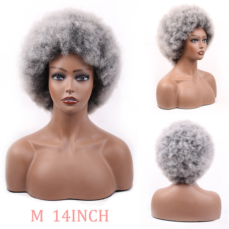 Synthetic Afro Wig Short Fluffy Hair Wigs for Black Women Kinky Curly Hair for Party Dance Cosplay Wigs with Bangs