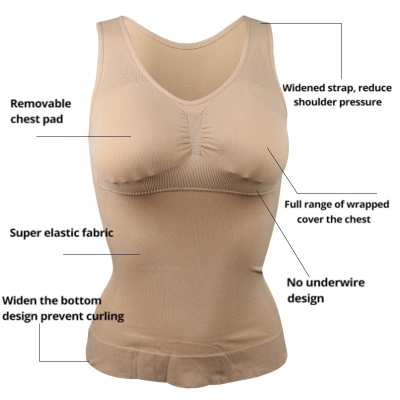 Shaper Slim Up Lift Plus Size Bra Tank Top Women Body Shaper Removable Shaper Underwear Slimming Vest Corset Shapewear