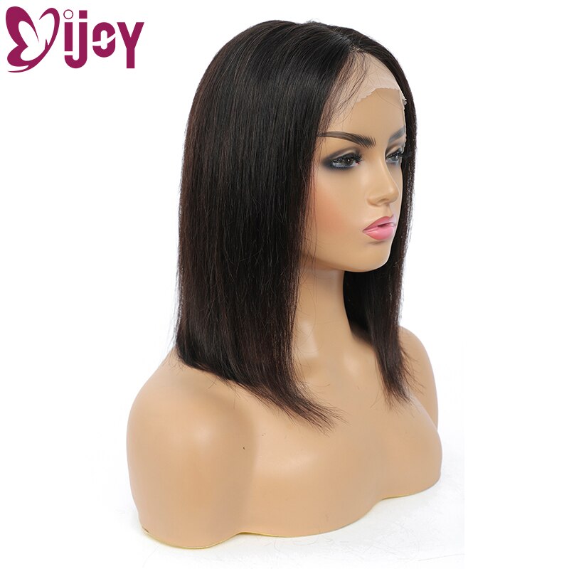 IJOY 13x1 T Part Lace Human Hair Wig Short Bob Wig Straight Brazilian Remy Human Hair Wigs Middle Part Lace Wig For Black Women