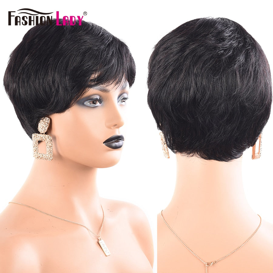 Short Pixie Cut Wig Human Hair Wigs For Black Women Fashion Lady Brazilian Straight Remy Glueless Machine Made Short Hair Wigs